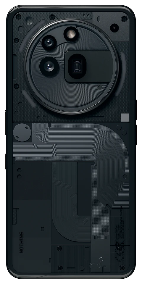 The back of a black Nothing Phone (3a) Pro